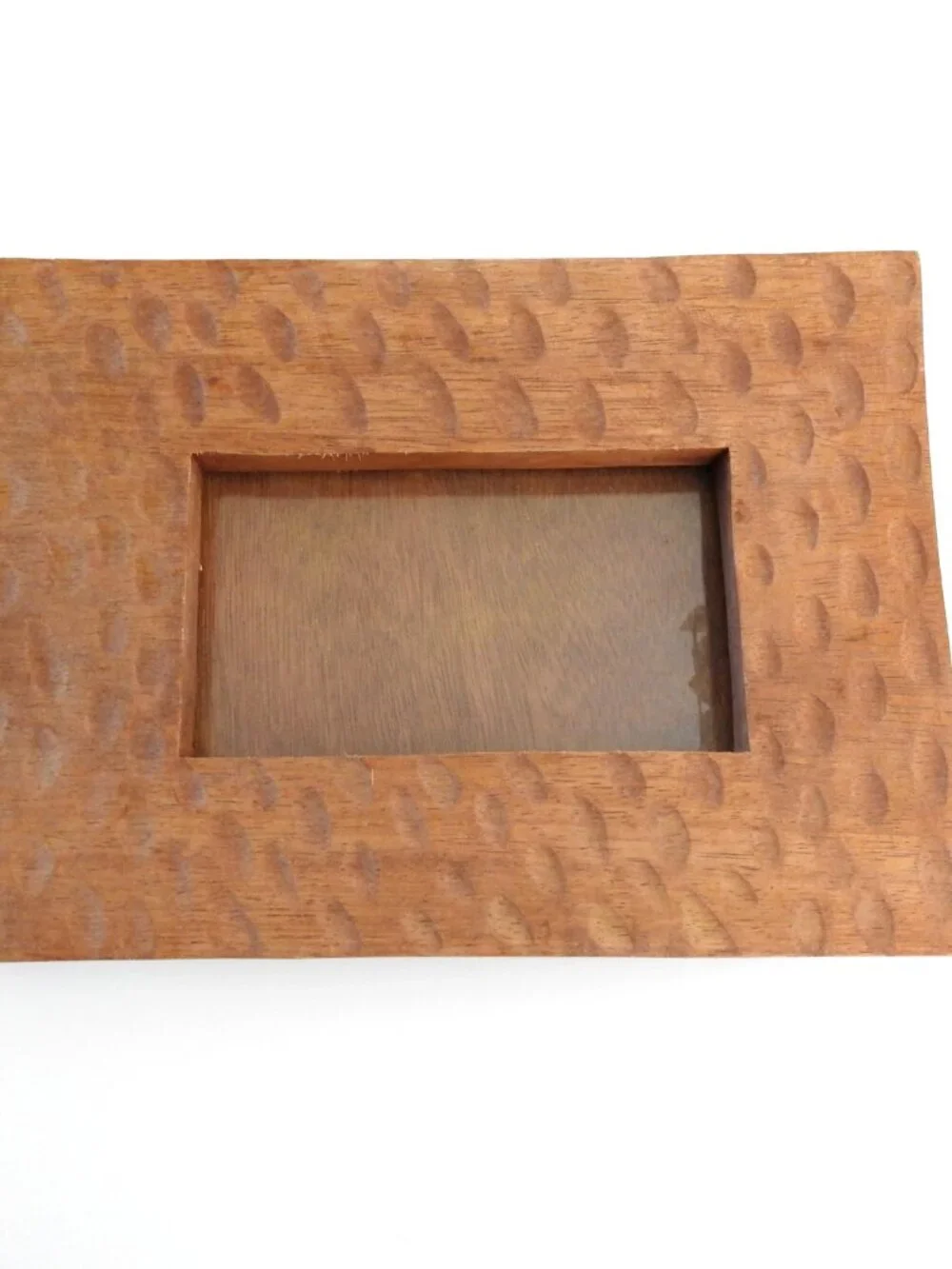 Handcrafted Indonesian Wooden Picture Frame Hammered Texture 5x7 Wall Mount